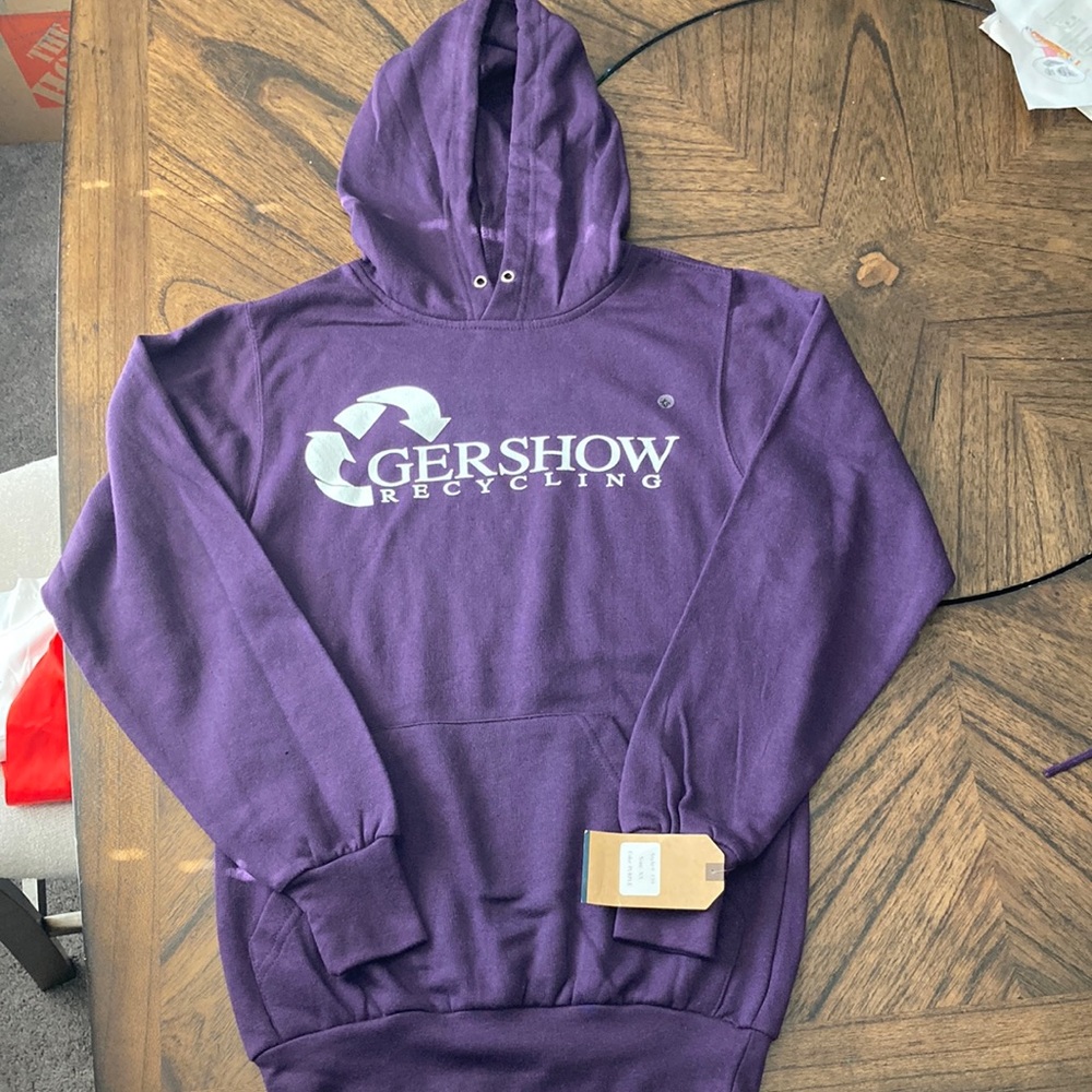 NWT purple Gershow Recycling hoodie XS
